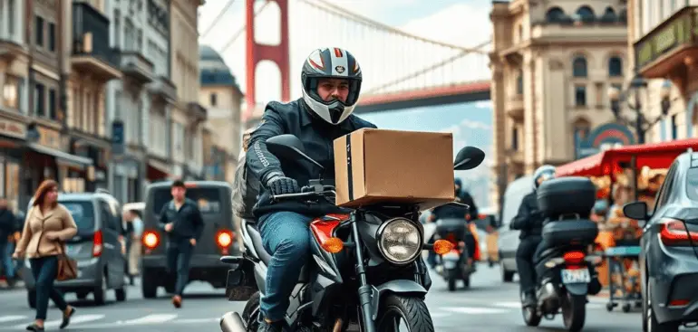Özel teslimatlar için motorlu kurye hizmeti.